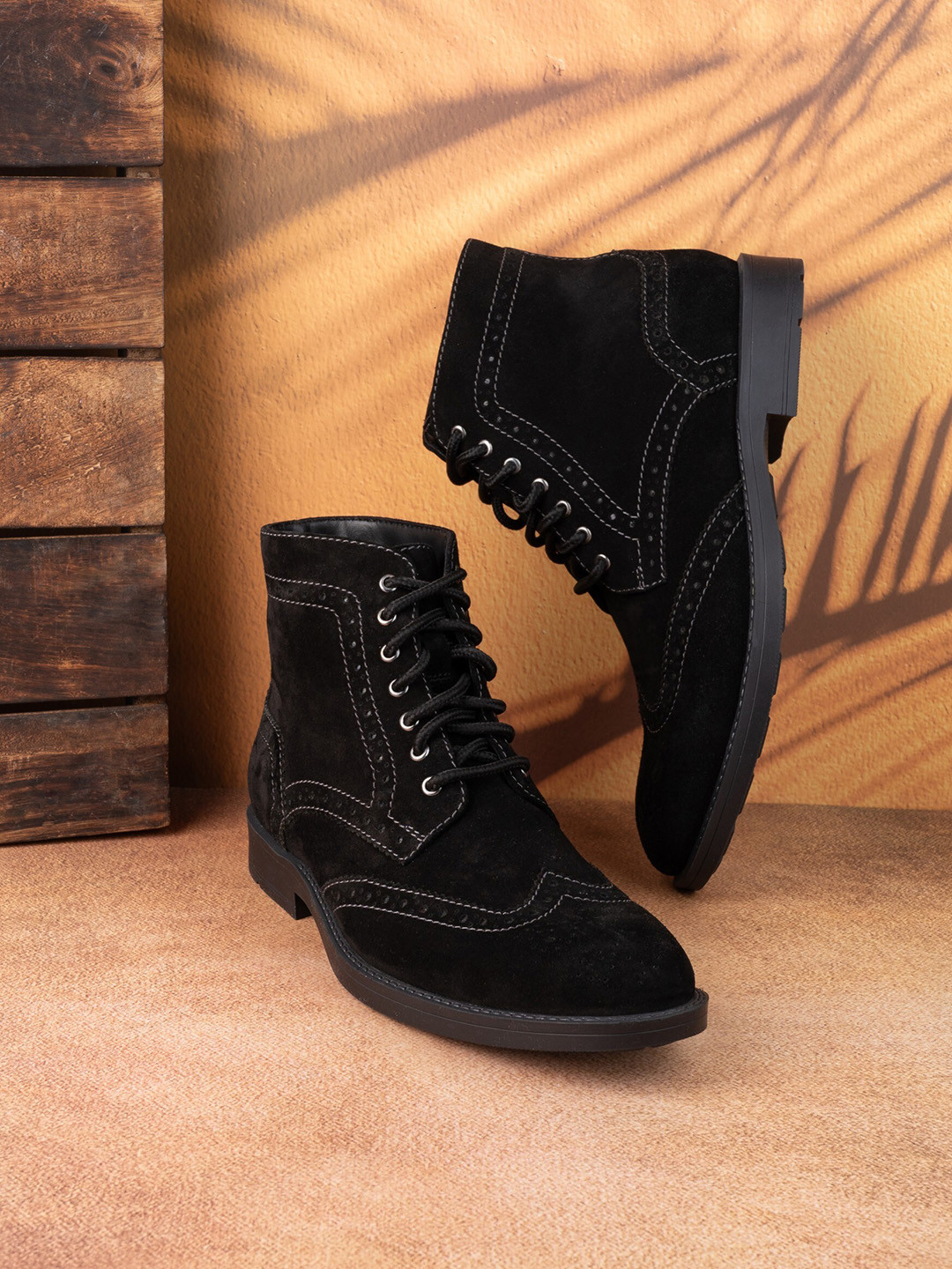 Styli Men Suede Leather Brogue Boots