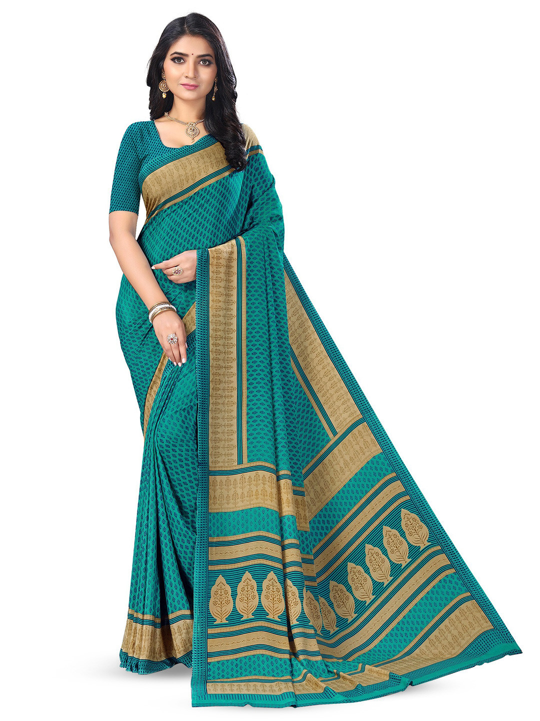 VIMLA Ethnic Motifs Printed Pure Crepe Mysore Silk Saree