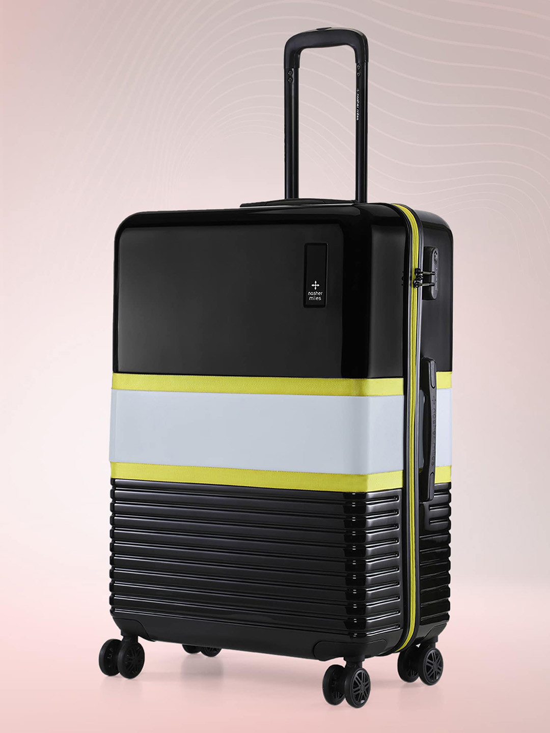 Nasher Miles Mexico Polycarbonate Large Black Grey Trolley Bag - 28 inch (75cm)