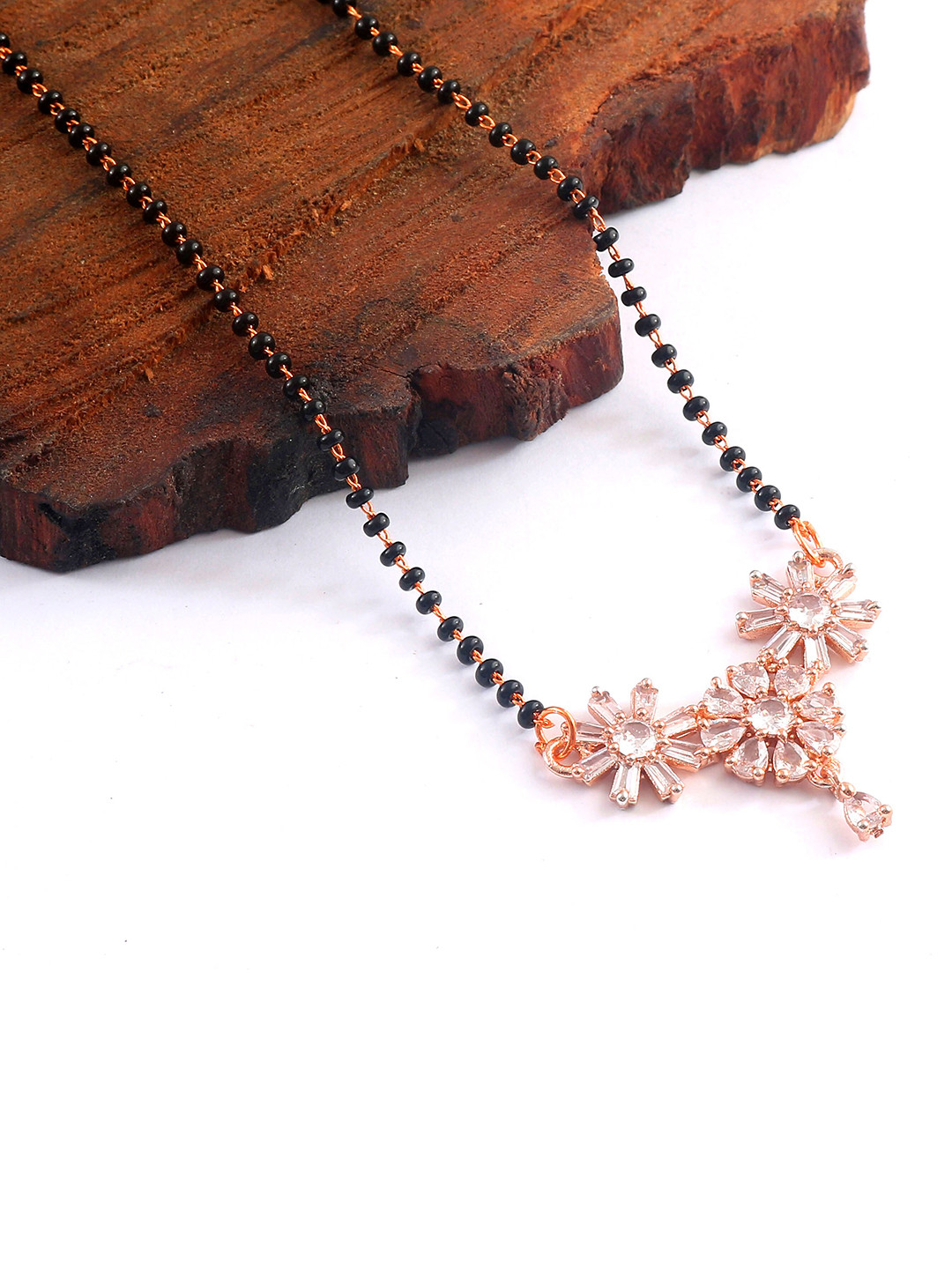 Jewar Mandi Rose Gold-Plated Artificial Beads Mangalsutra