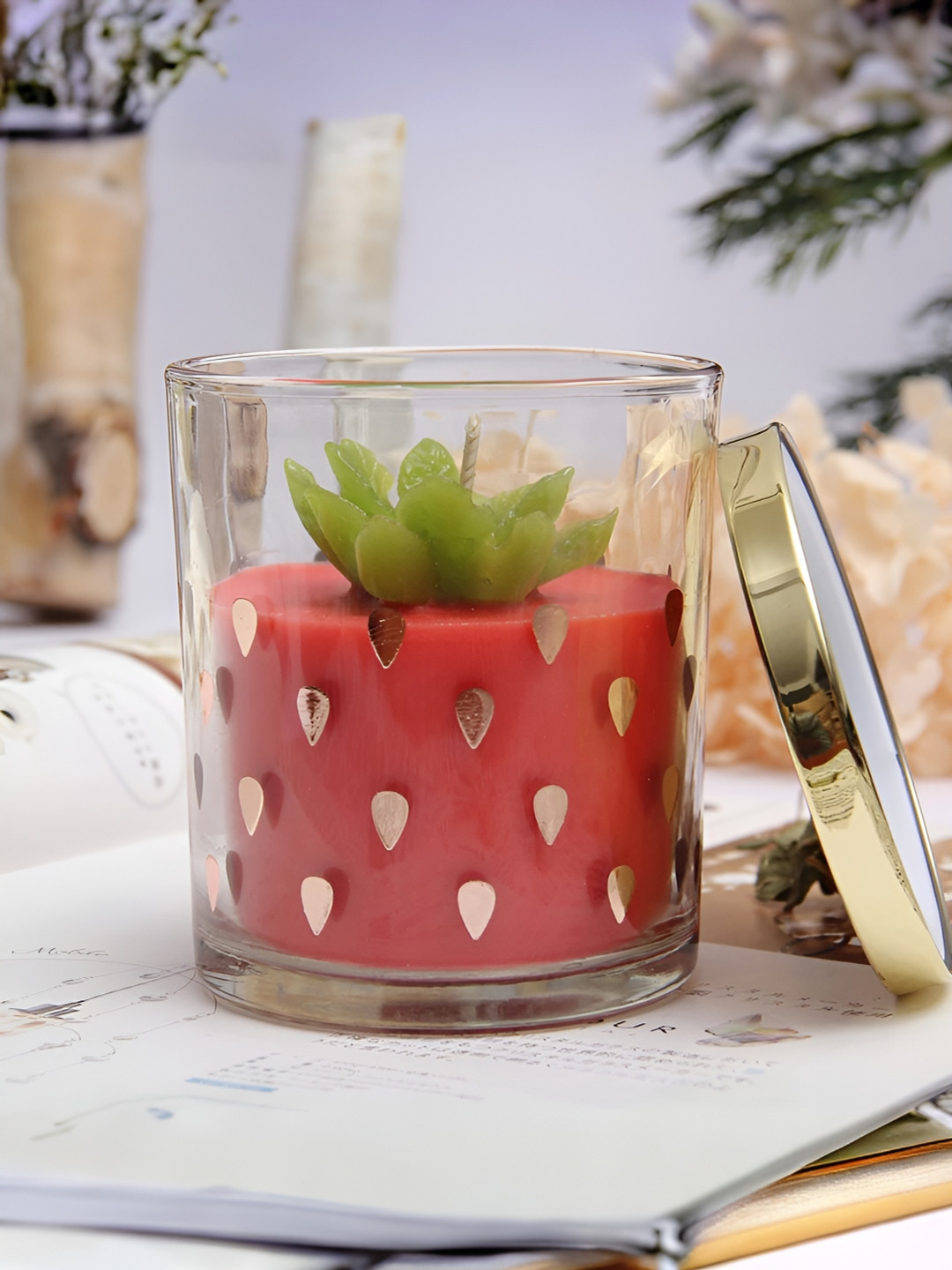 The Better Home for Home Decoration Strawberry Abstract Geometric Regular Jar Candles