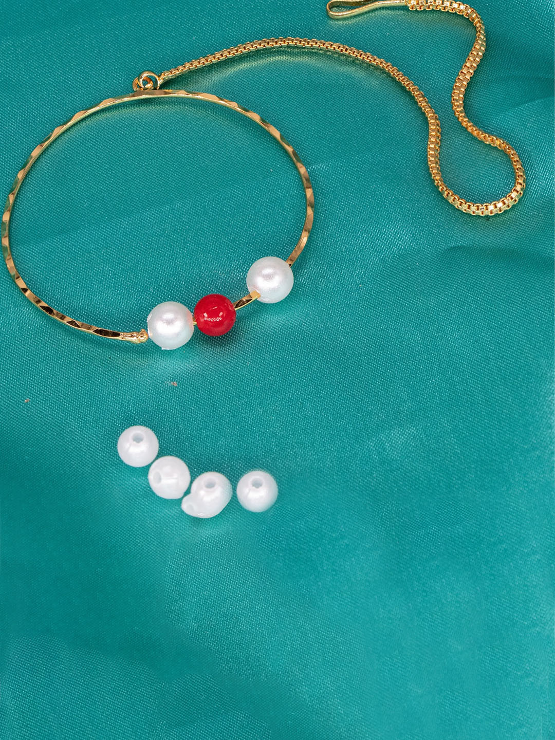 Manikya 24CT Gold Plated Artificial Beads Beaded Nosepin