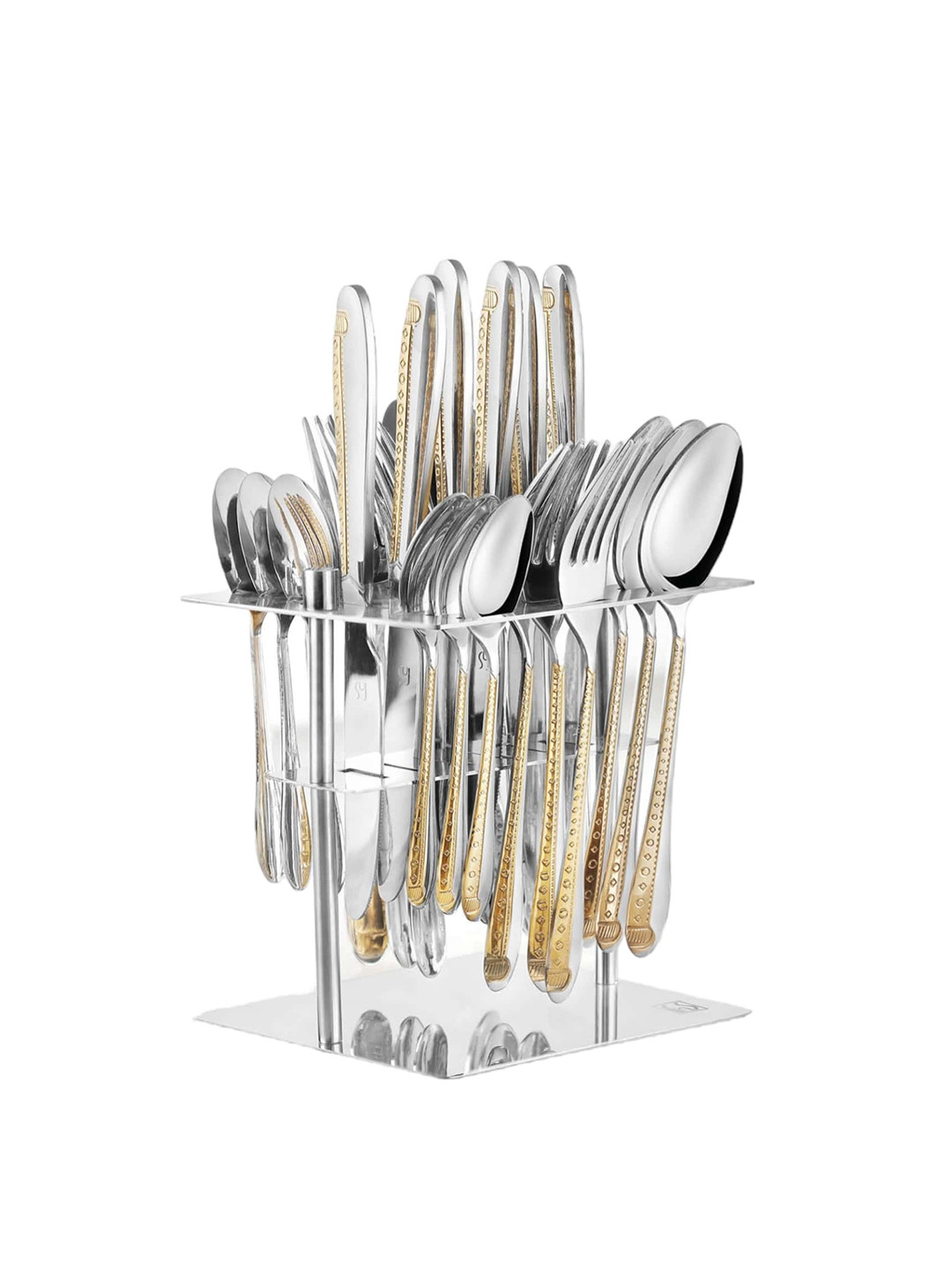 FNS Tivoli Silver Toned 24 Pieces Steel Cutlery Set With Hanging Handle