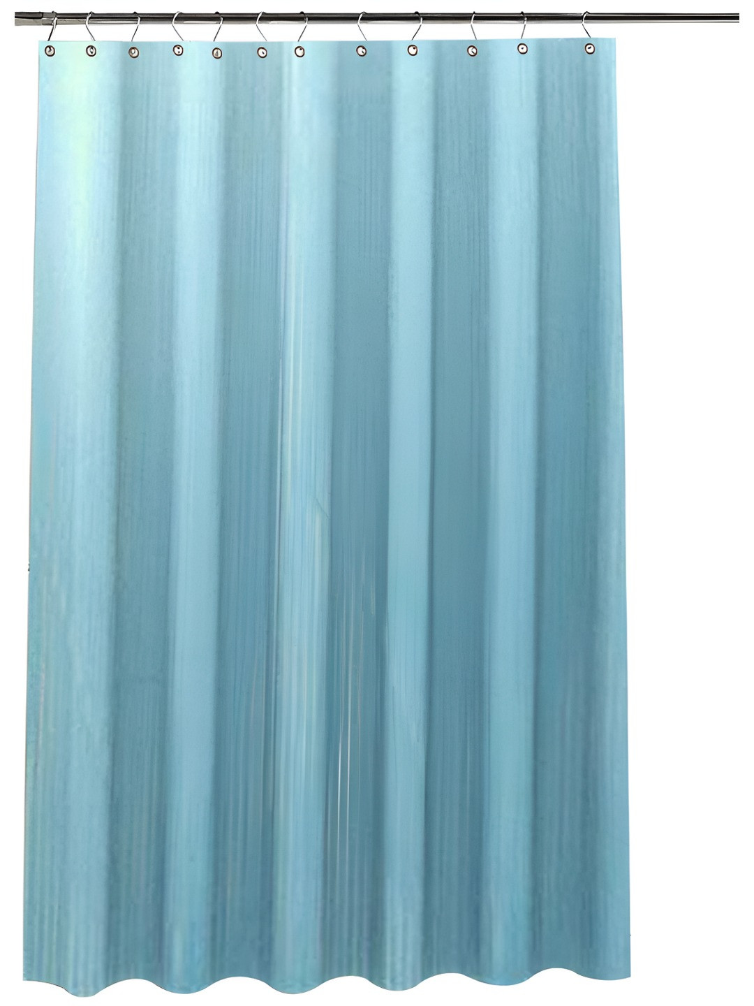 CASA-NEST Blue 9 Pieces Self Design Waterproof Shower Curtain With Hooks
