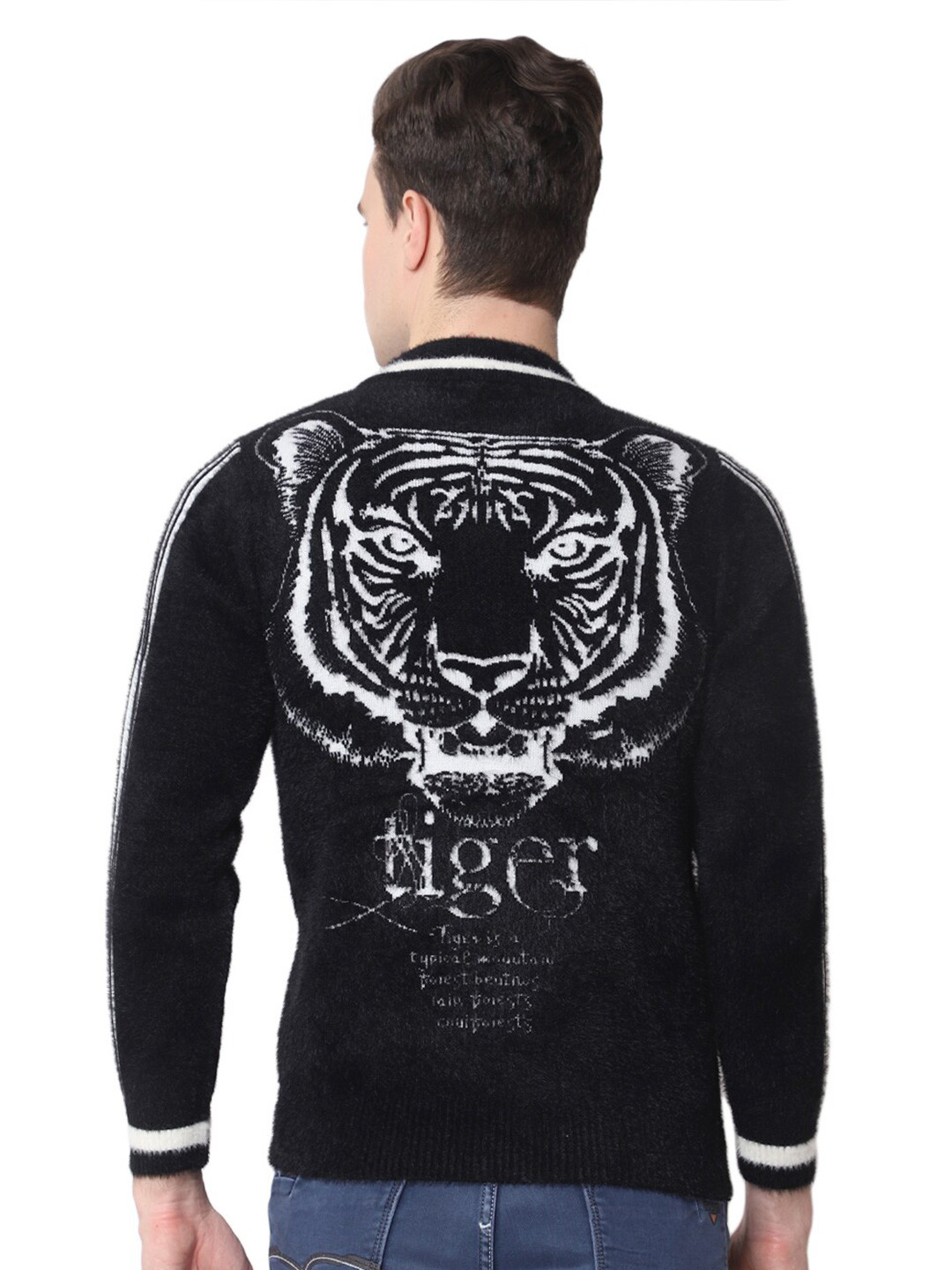 Zacharias Graphic Printed Wool Front-Open Sweater