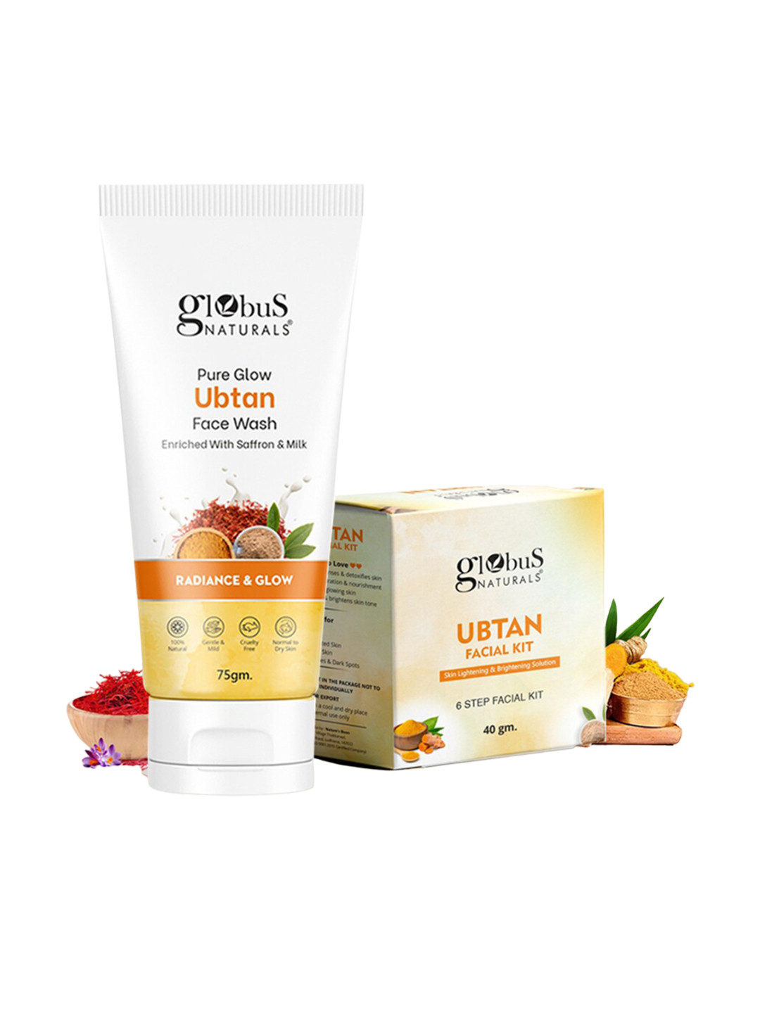 Globus naturals Set Of 2 Ubtan Facial Kit - 40g & Pure Glow Ubtan Face Wash - 75g