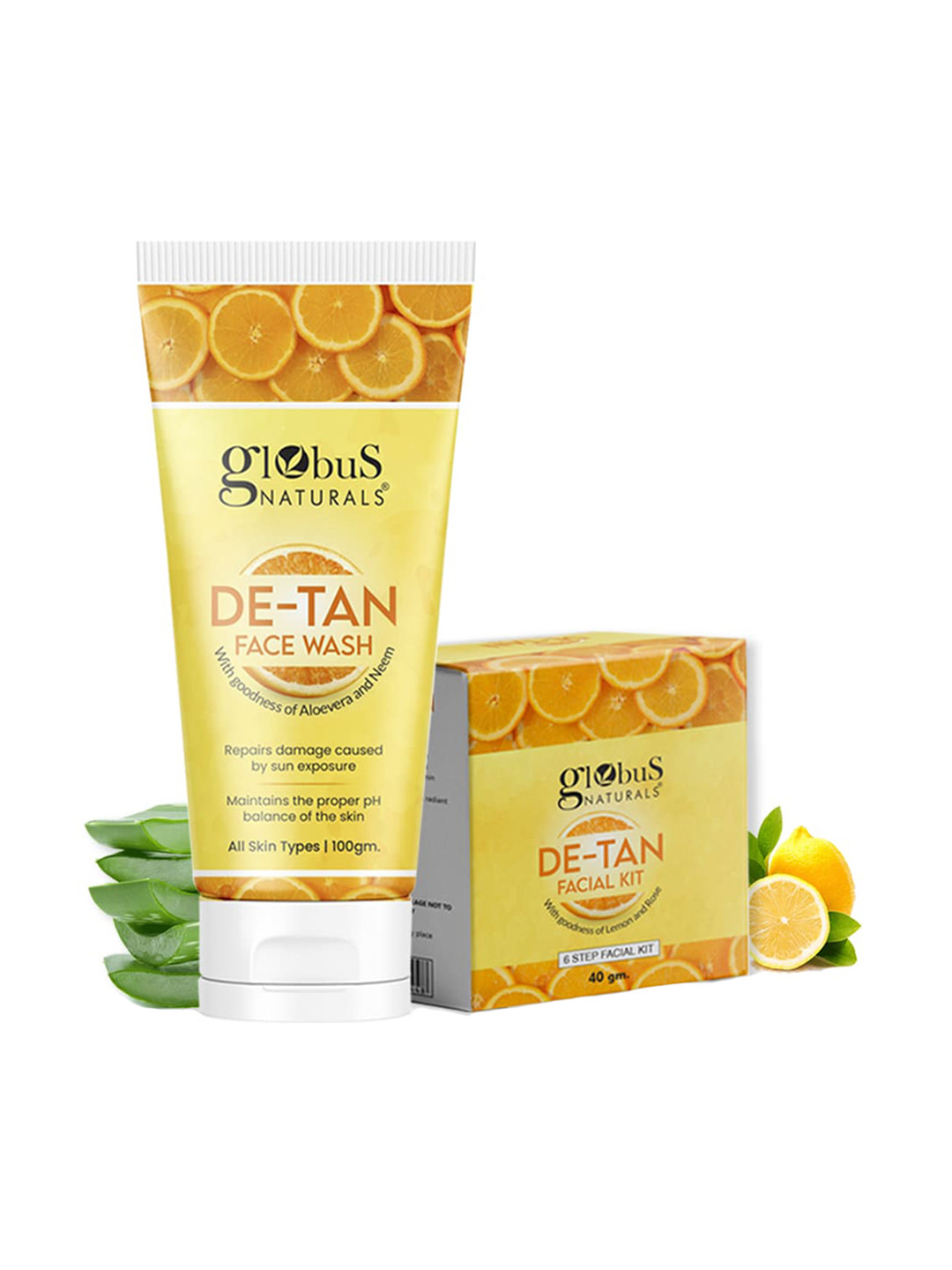 Globus naturals De-Tan Face Wash 100g & De-Tan Facial Kit 40g Combo