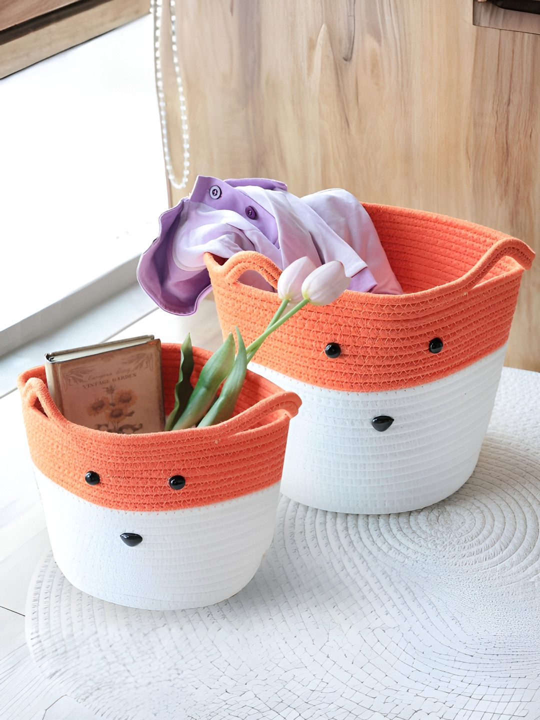 The Better Home Orange & White 2 Pieces Regular Multi Utility Organisers