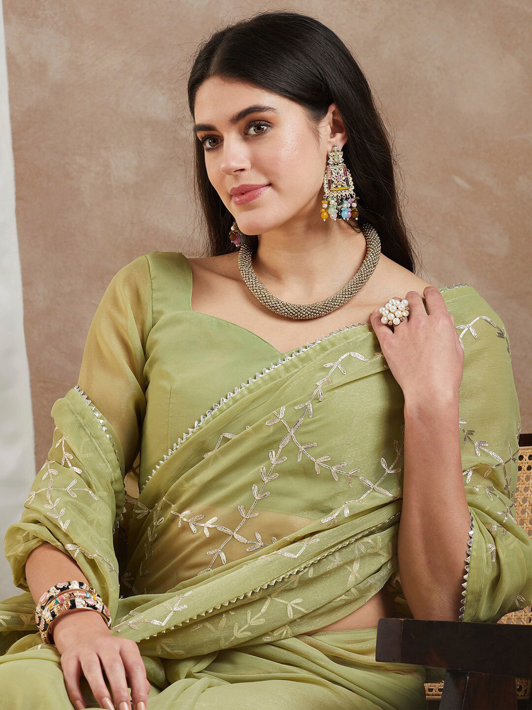 Saree mall Embroidered Georgette Party Wear Saree