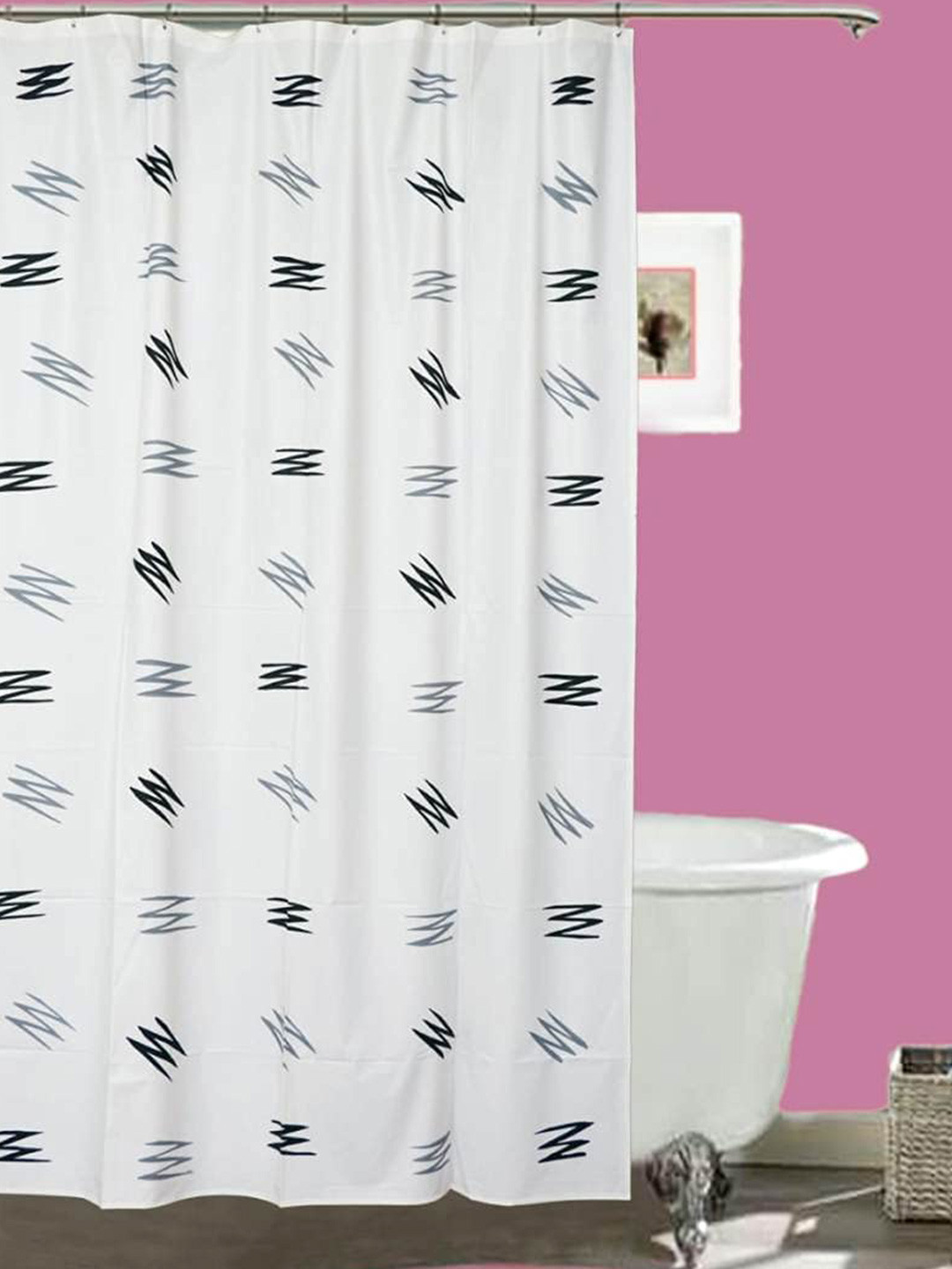 CASA-NEST White & Black Waterproof Shower Curtain
