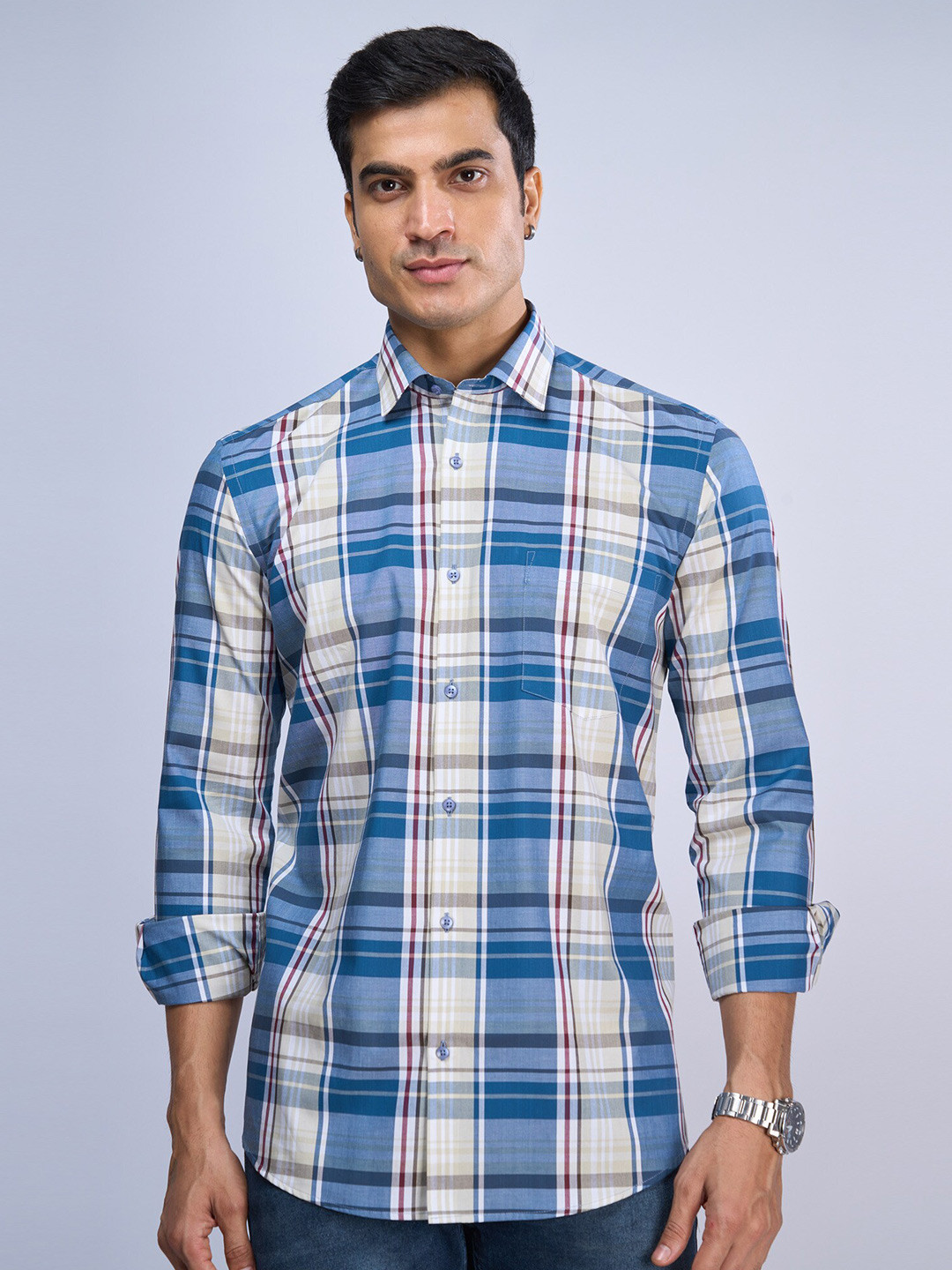 MARK & ALBERT Regular Fit Tartan Checks Casual Shirt