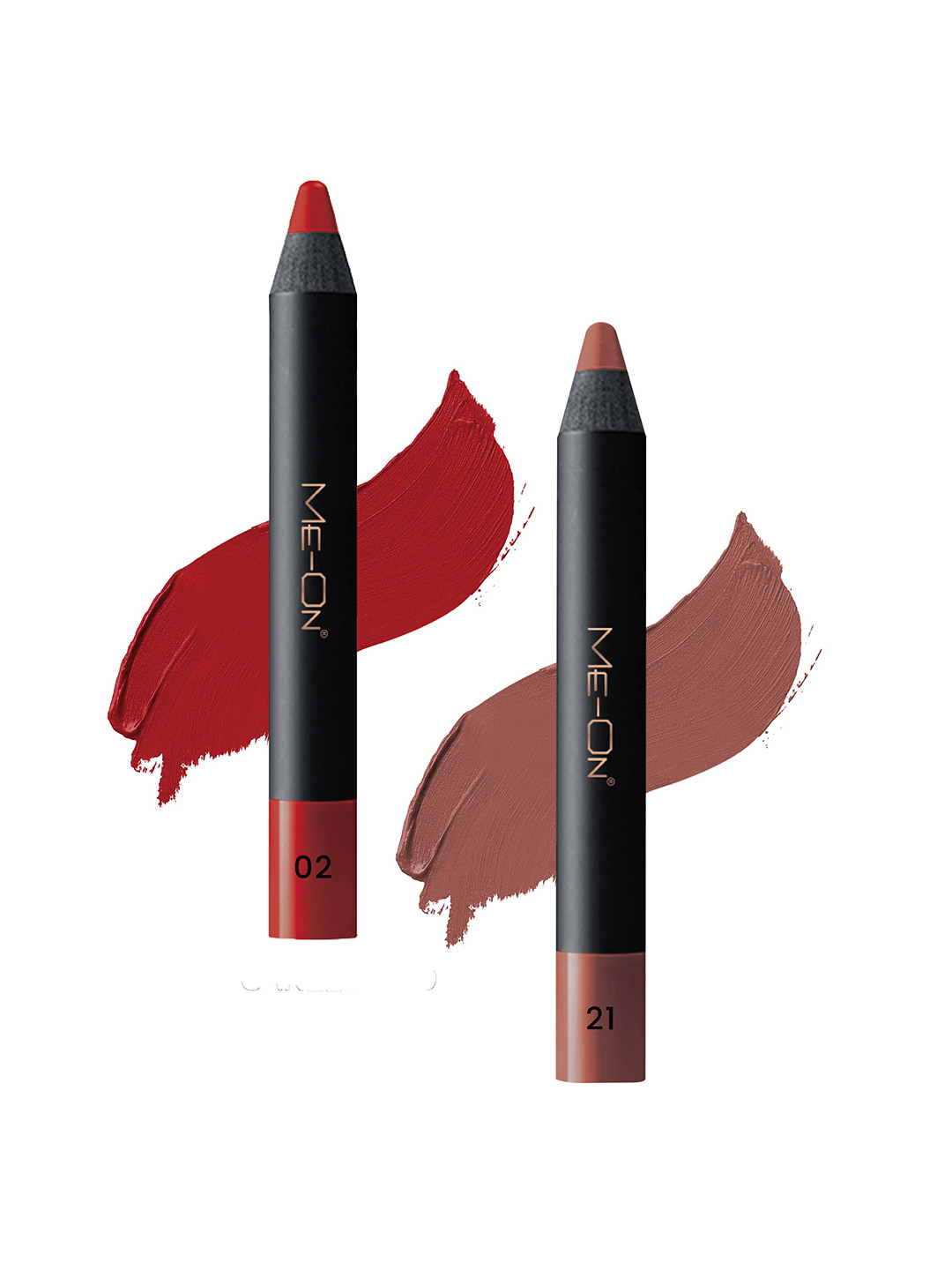 ME-ON Photoface Set Of 2 Non Transfer Lip Crayon Lipstick 3.6g Each - Shades 02 & 21
