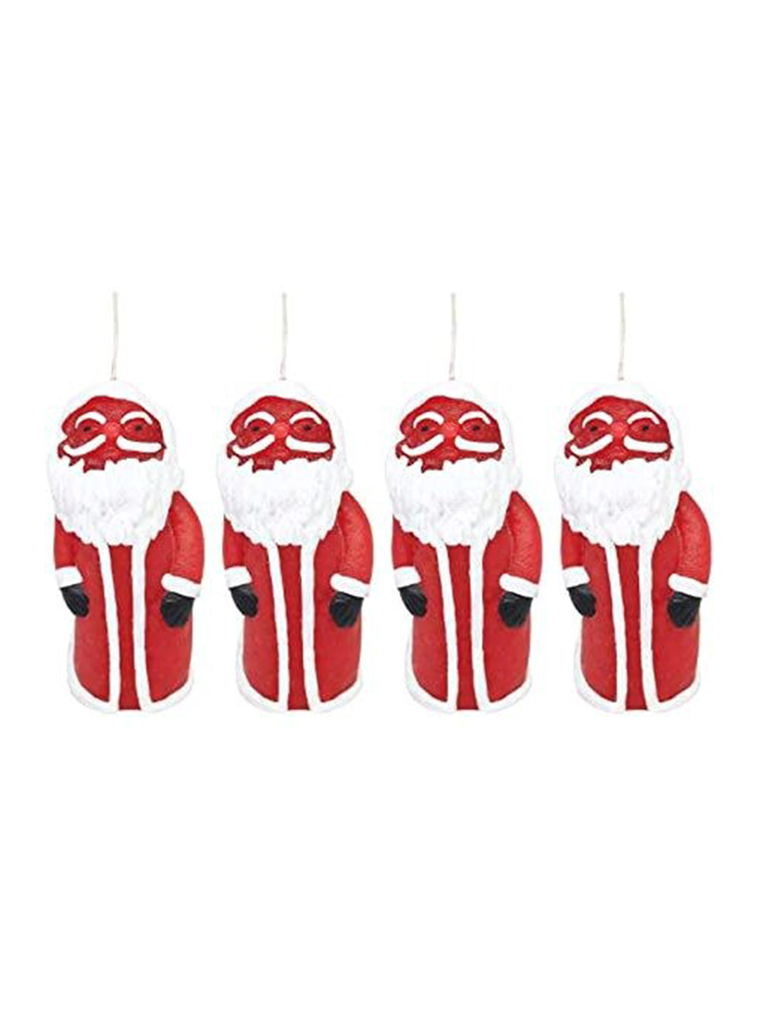 Sitara Crafts Santa Claus Premium Wax 4Pcs Smokeless Solid Christmas Pillar Candles