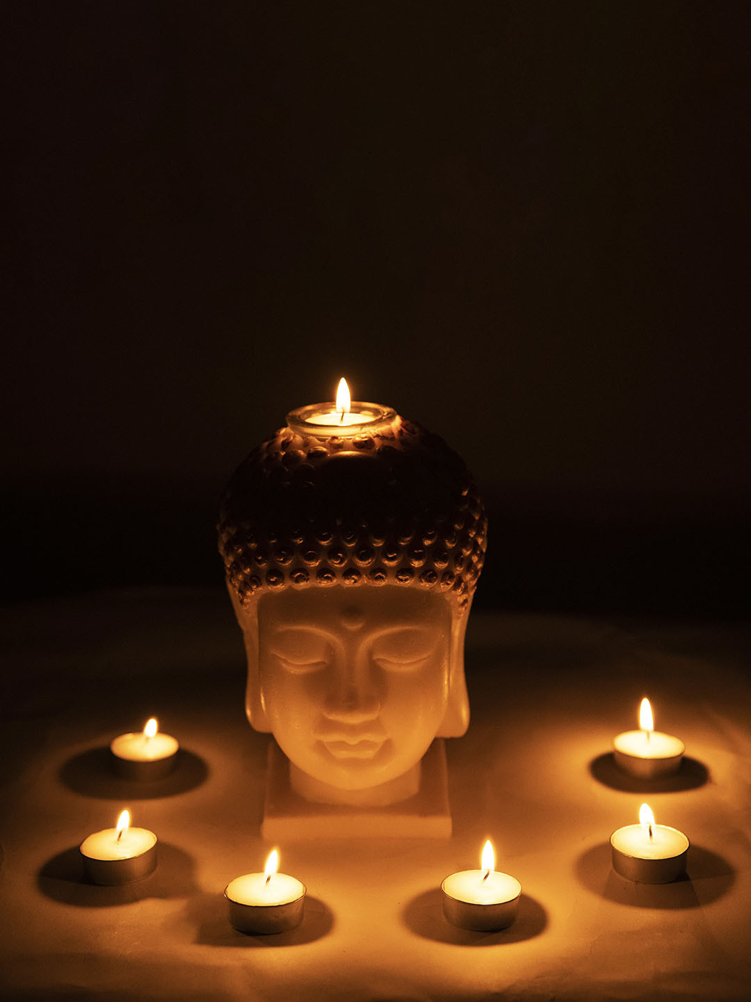 Sitara Crafts Pure Wax Buddha Smokeless 1 Wick Solid Regular Tea Light Candles