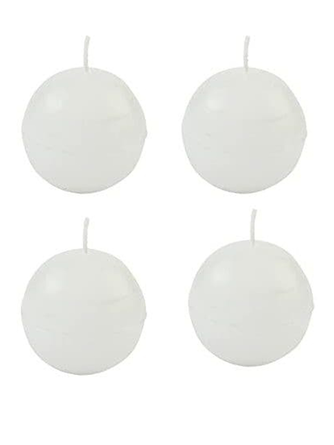 Sitara Crafts White Sphere 4Pcs Smokeless 1 Wick Solid Round Regular Tea Light Candles