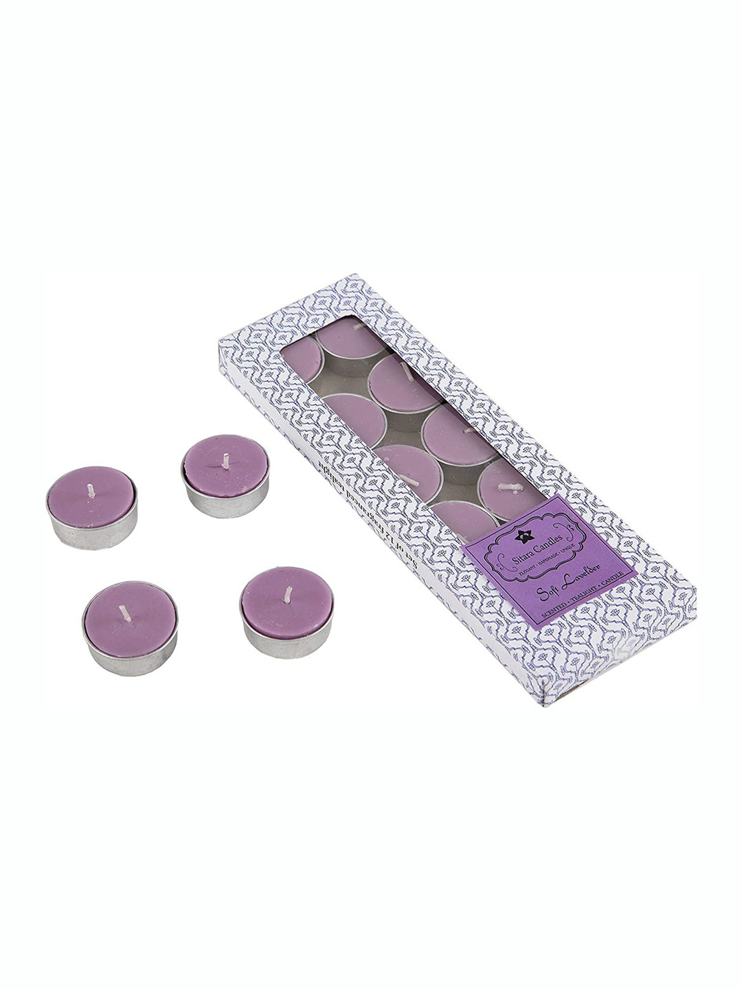 Sitara Crafts Natural 12Pcs Smokeless Soft Lavender Solid Round Regular Tea Light Candles