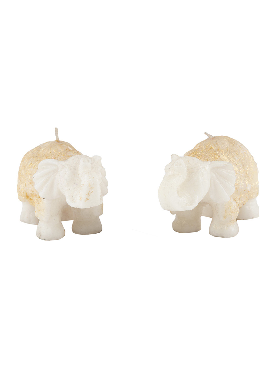 Sitara Crafts Elephant shape , Pure Wax 2Pcs Smokeless 1 Wick Solid Regular Pillar Candles