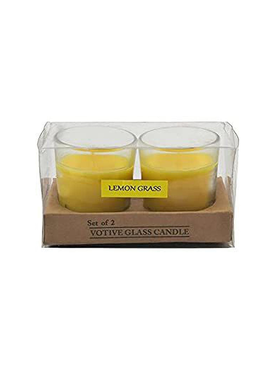 Sitara Crafts Aromatherapy Glass 2Pcs Lemon Grass Solid Geometric Regular Jar Candles
