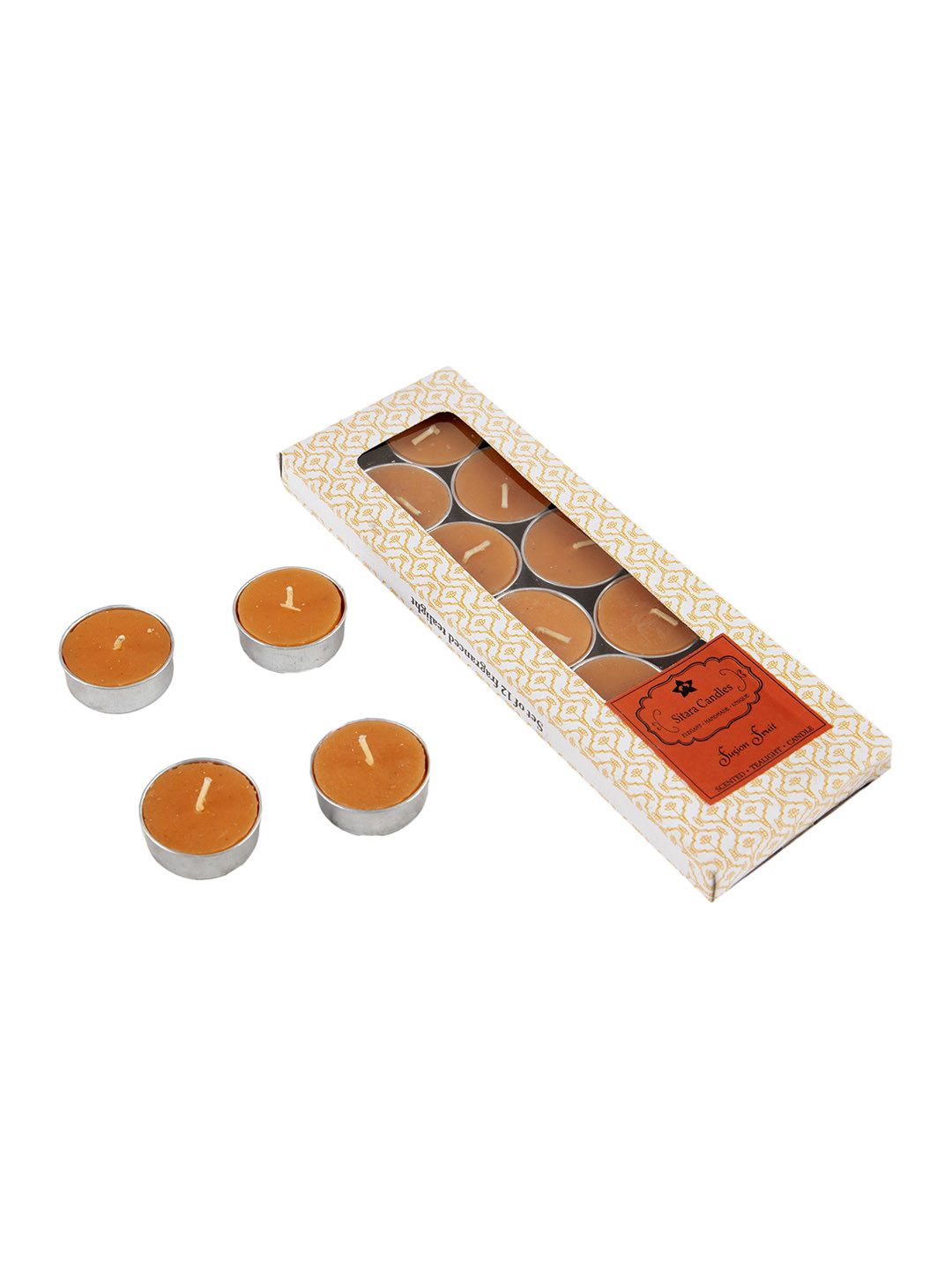 Sitara Crafts Fusion Fruit ,Natural,Smokeless s 12Pcs Solid Tea Light Candles