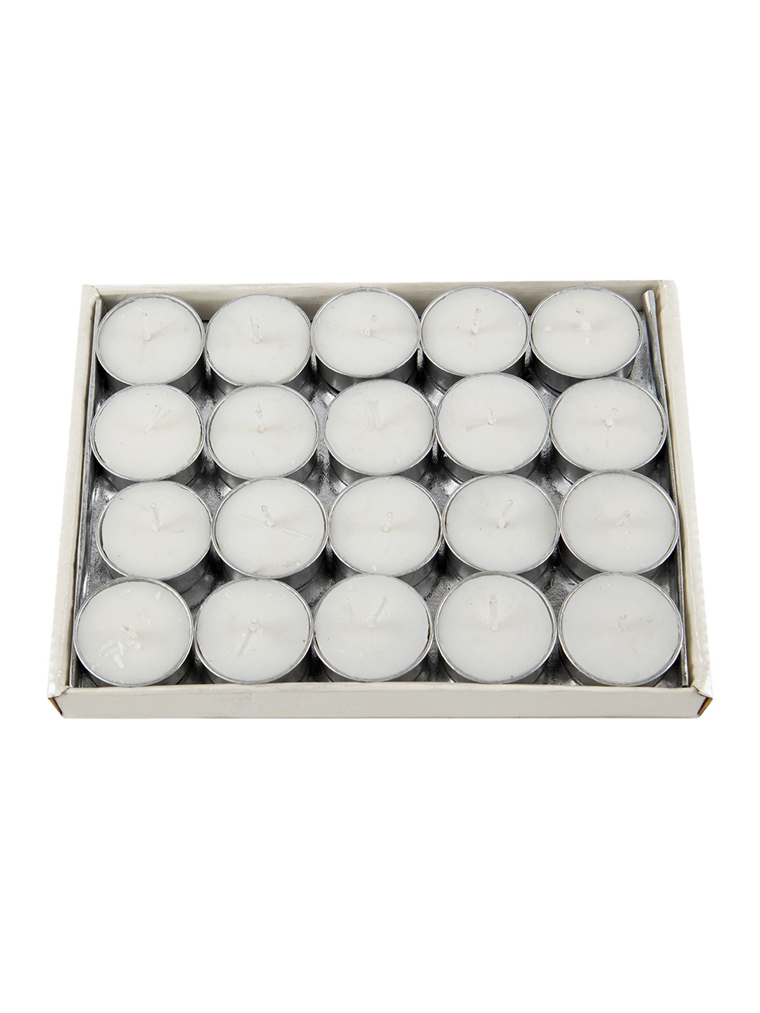 Sitara Crafts White Everyday 20Pcs Smokeless 1 Wick Solid Round Regular Tea Light Candles