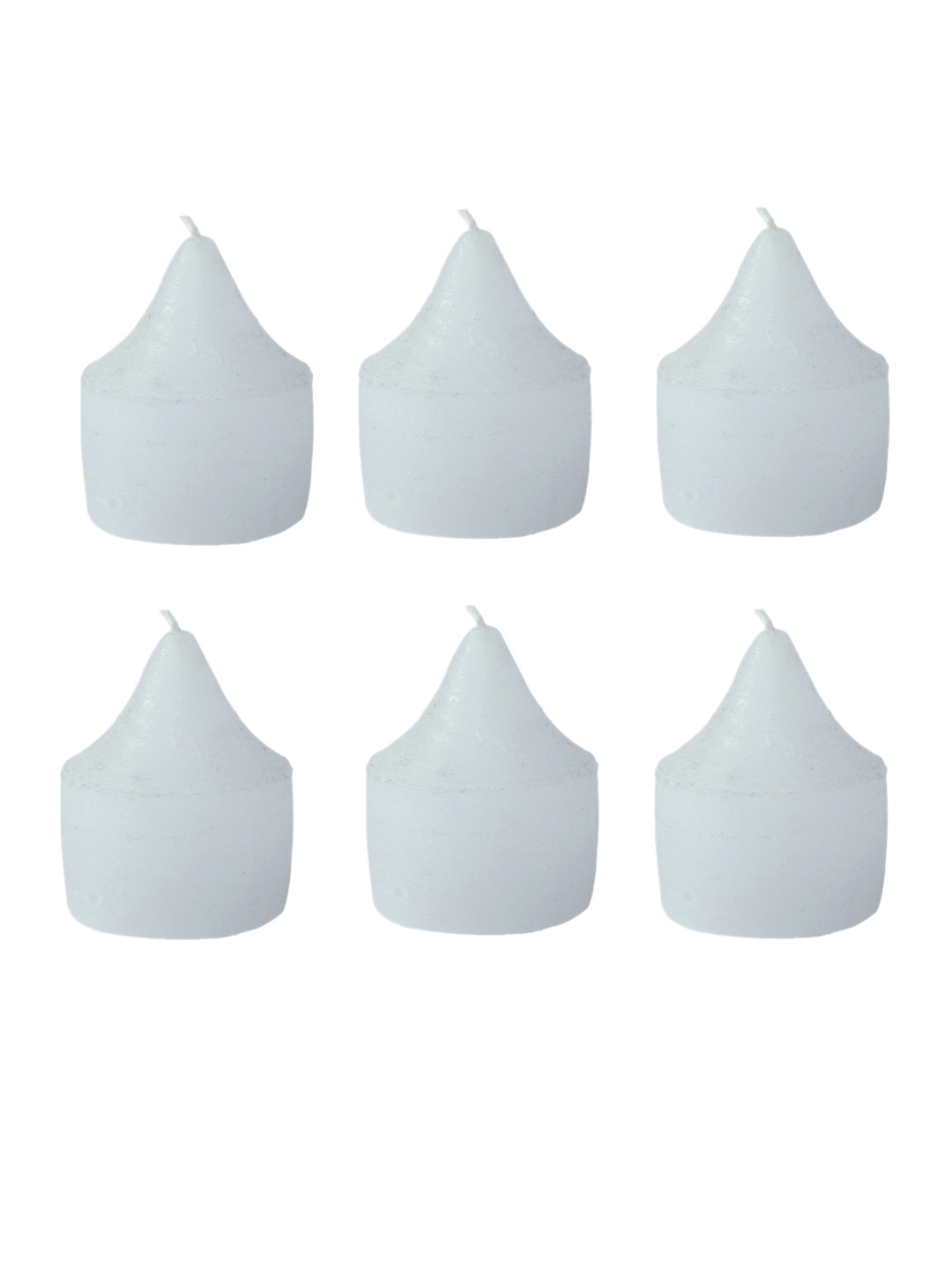 Sitara Crafts White Votive Premium Wax 6Pcs Smokeless Solid Tapered Regular Pillar Candles