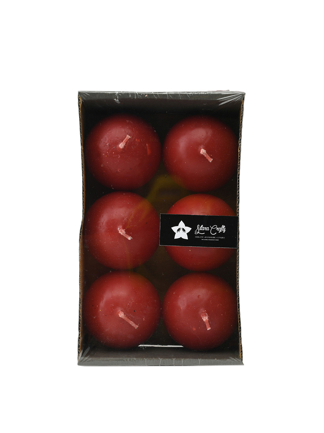 Sitara Crafts Sphere Ball Premium Wax 6Pcs Smokeless Solid Round Regular Tea Light Candles