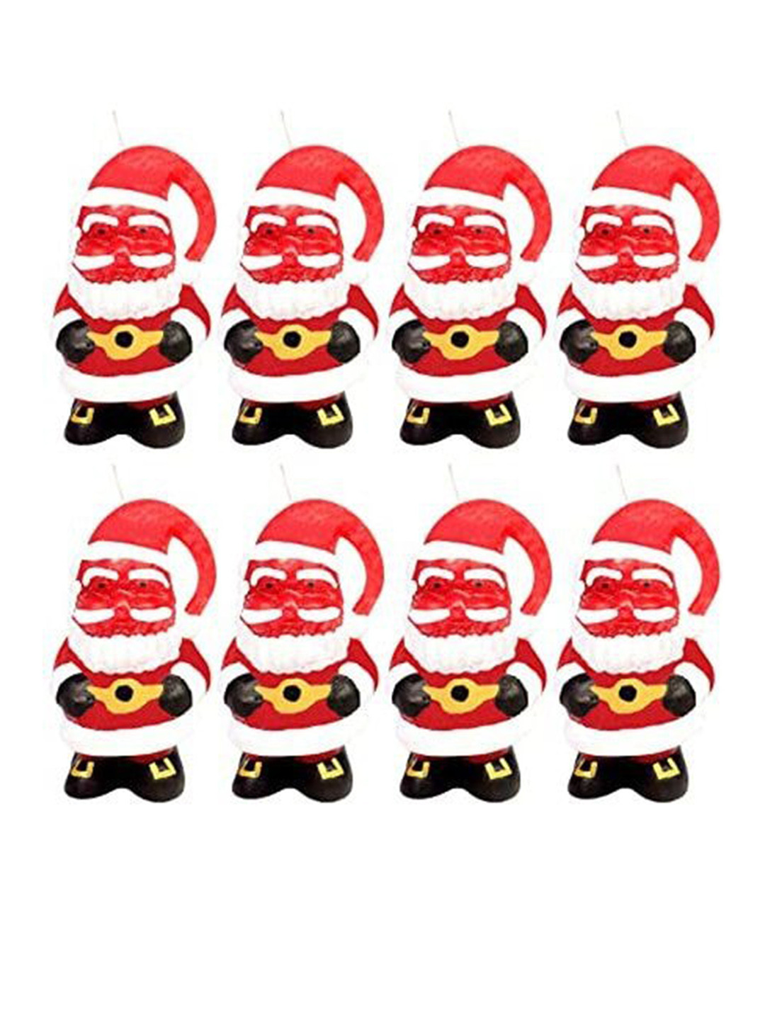 Sitara Crafts Premium Wax 8Pcs Smokeless 1 Wick Solid Cartoon Christmas Pillar Candles