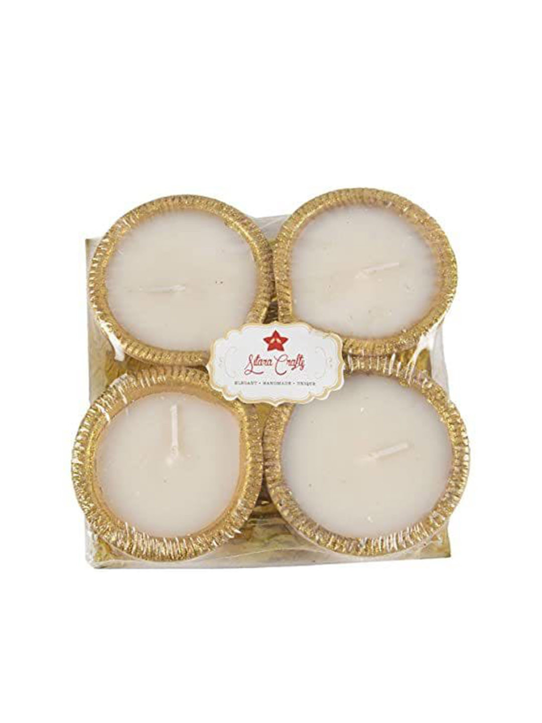 Sitara Crafts Handmade Premium Wax 60Pcs Smokeless Solid Round Regular Diyas Candles