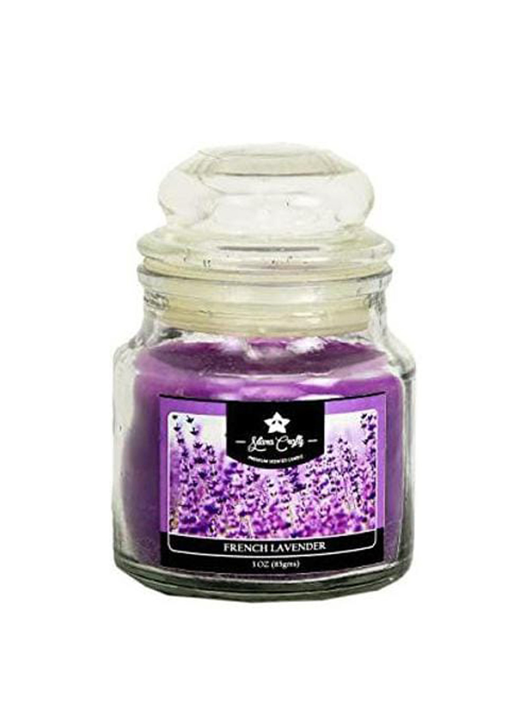 Sitara Crafts Premium Wax 1 Wick Fresh Lavender Solid Geometric Regular Jar Candles