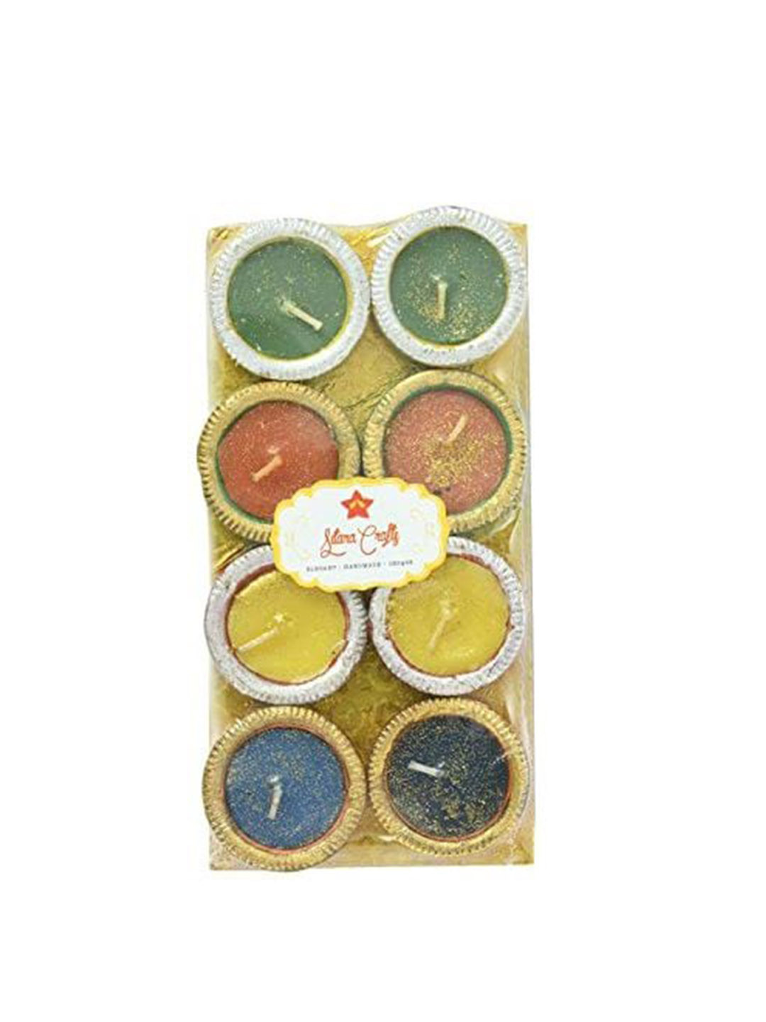 Sitara Crafts Handmade Multicolour 12Pcs Smokeless Solid Round Regular Diyas Candles
