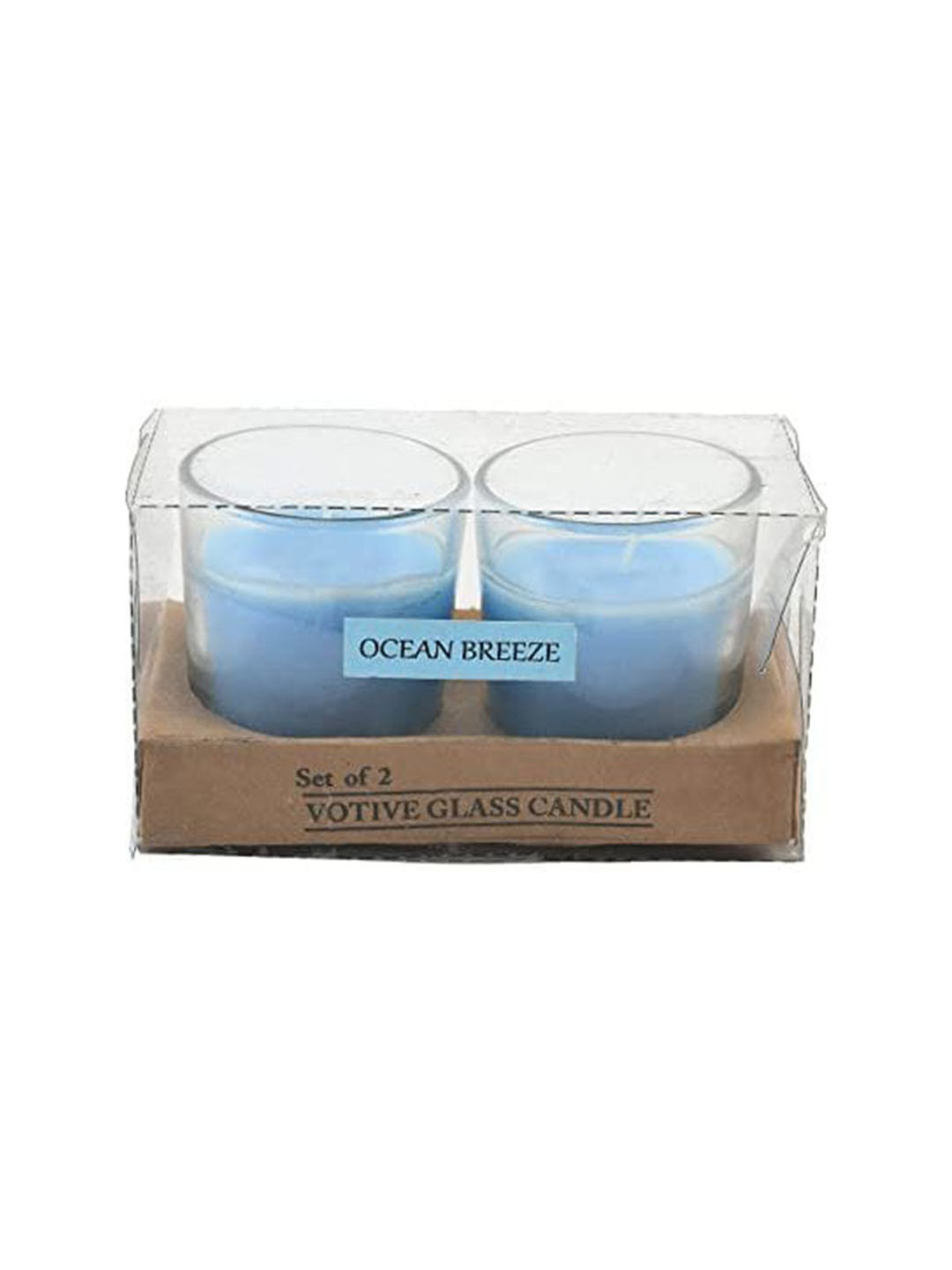 Sitara Crafts Aromatherapy Glass 2Pcs Ocean Breeze Solid Geometric Regular Jar Candles