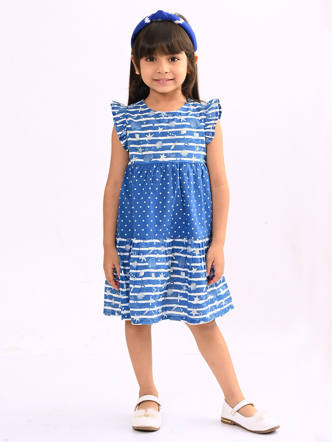 Beebay Girls Seashell Printed Tiered Dress
