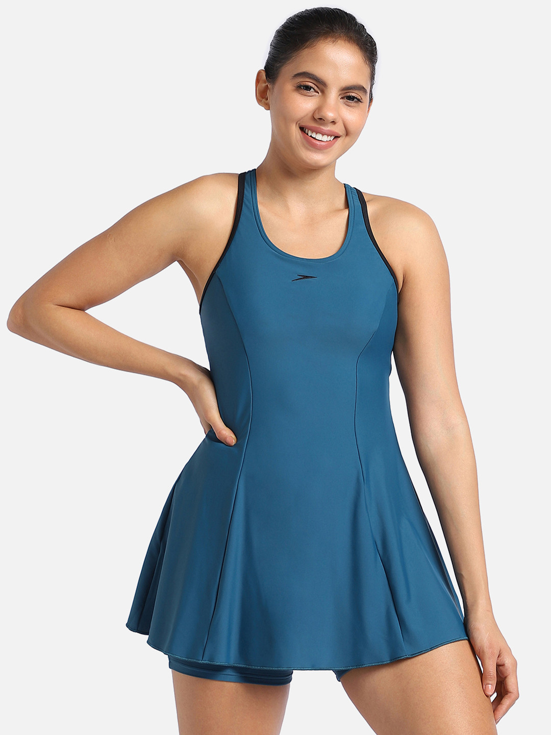 Speedo Sleeveless Racer Back Swimdress With Boyleg