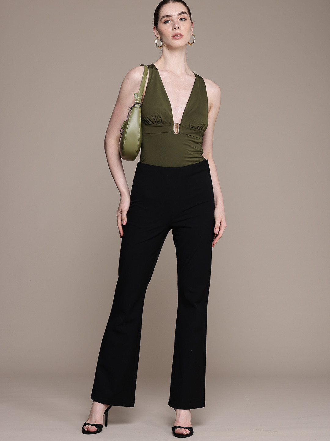 bebe Deep V-Neck Fitted Top