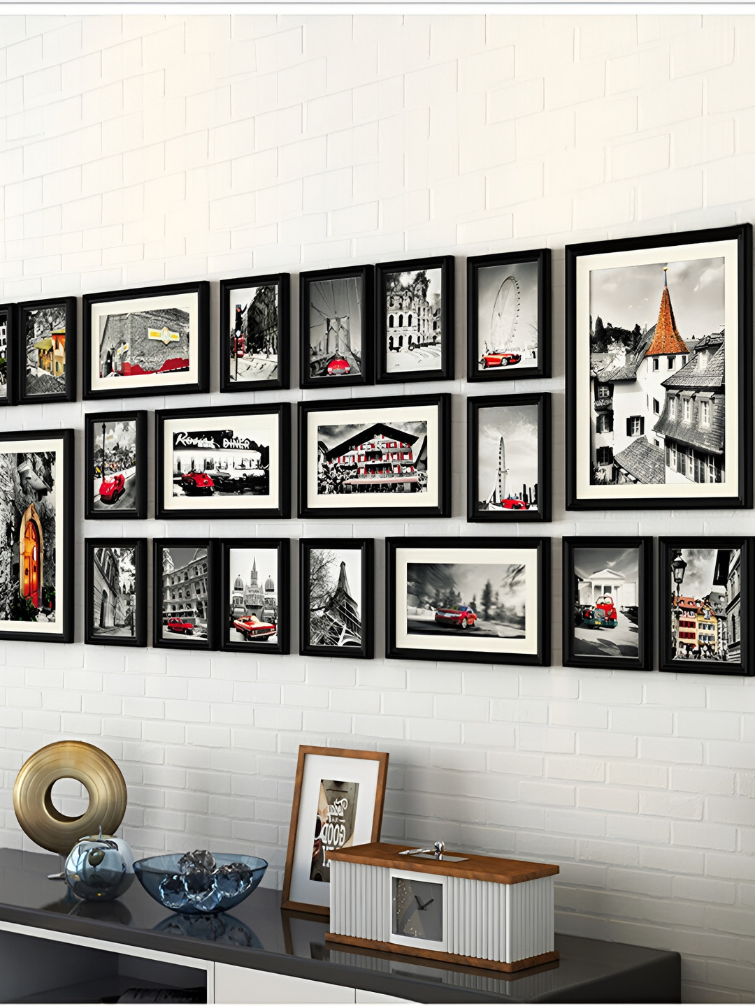 ArtzFolio Black 20 Pieces Wooden Wall Photo Frames