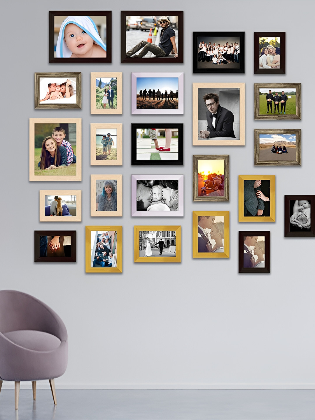 ArtzFolio Black & Beige 24 Pieces Wooden Wall Photo Frames