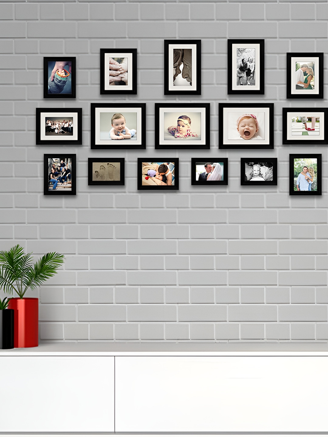 ArtzFolio Black 16 Pieces Wooden Wall Photo Frames