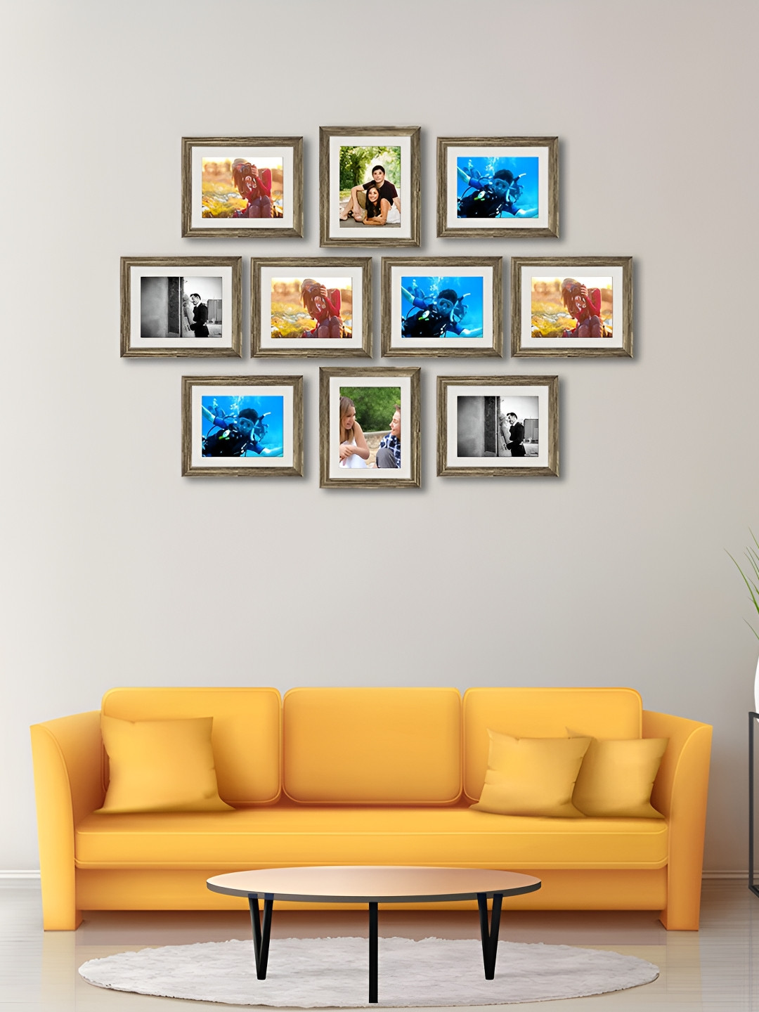 ArtzFolio Copper Toned 10 Pieces Wooden Wall Photo Frames