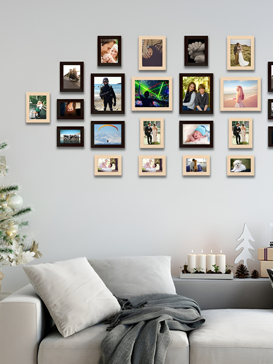 ArtzFolio Beige & Brown 24 Pieces Wooden Wall Photo Frames