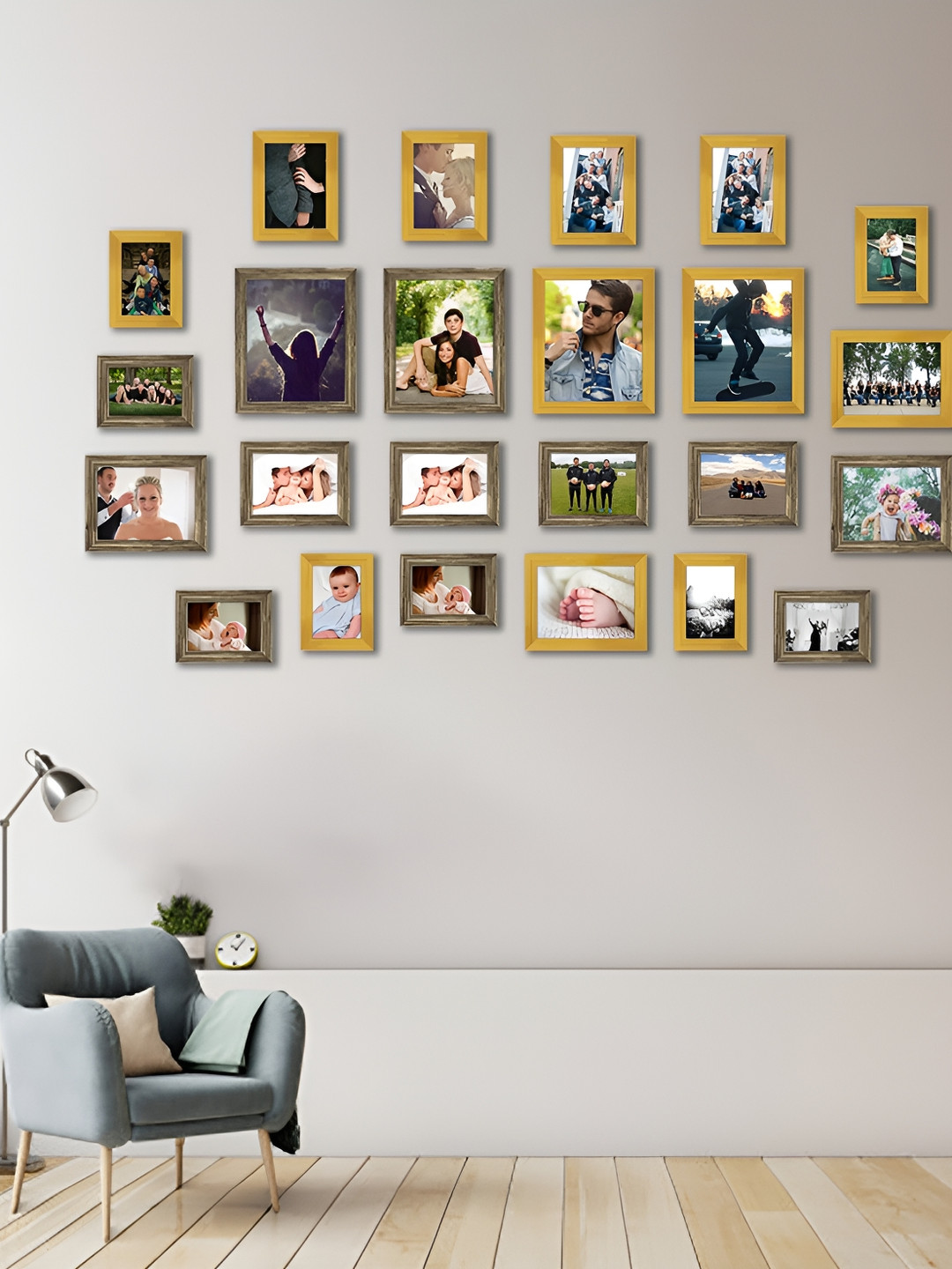 ArtzFolio Brown & Beige 24 Pieces Wooden Wall Photo Frames