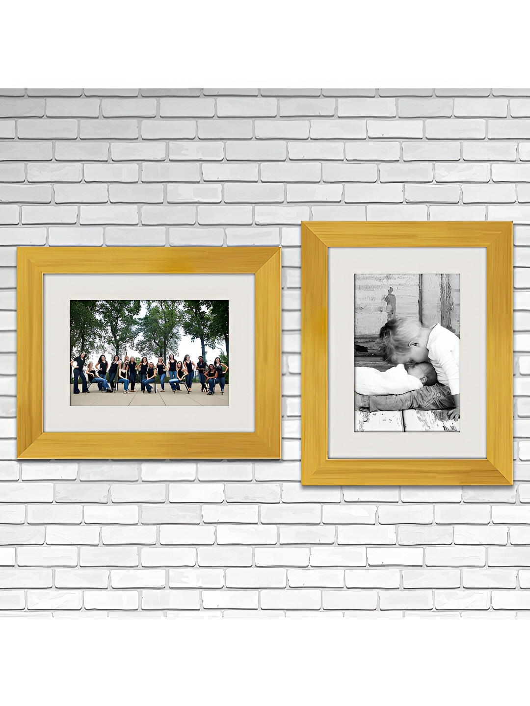ArtzFolio Gold-Toned 2 Pcs Wooden Wall Photo Frames
