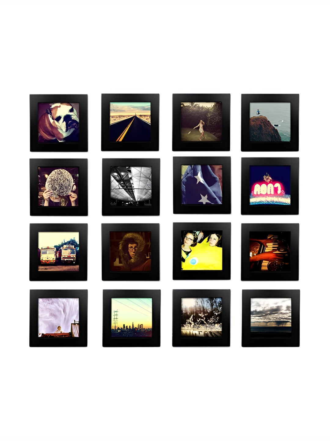 ArtzFolio Black 16 Pieces Wooden Wall Photo Frames