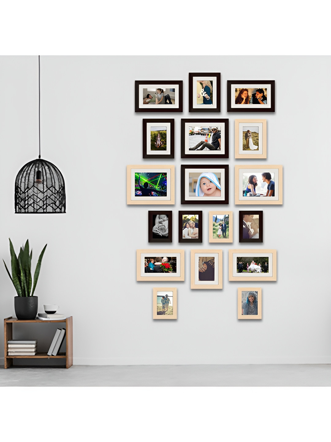 ArtzFolio Camel Brown Black 18 Pieces Wooden Wall Photo Frames