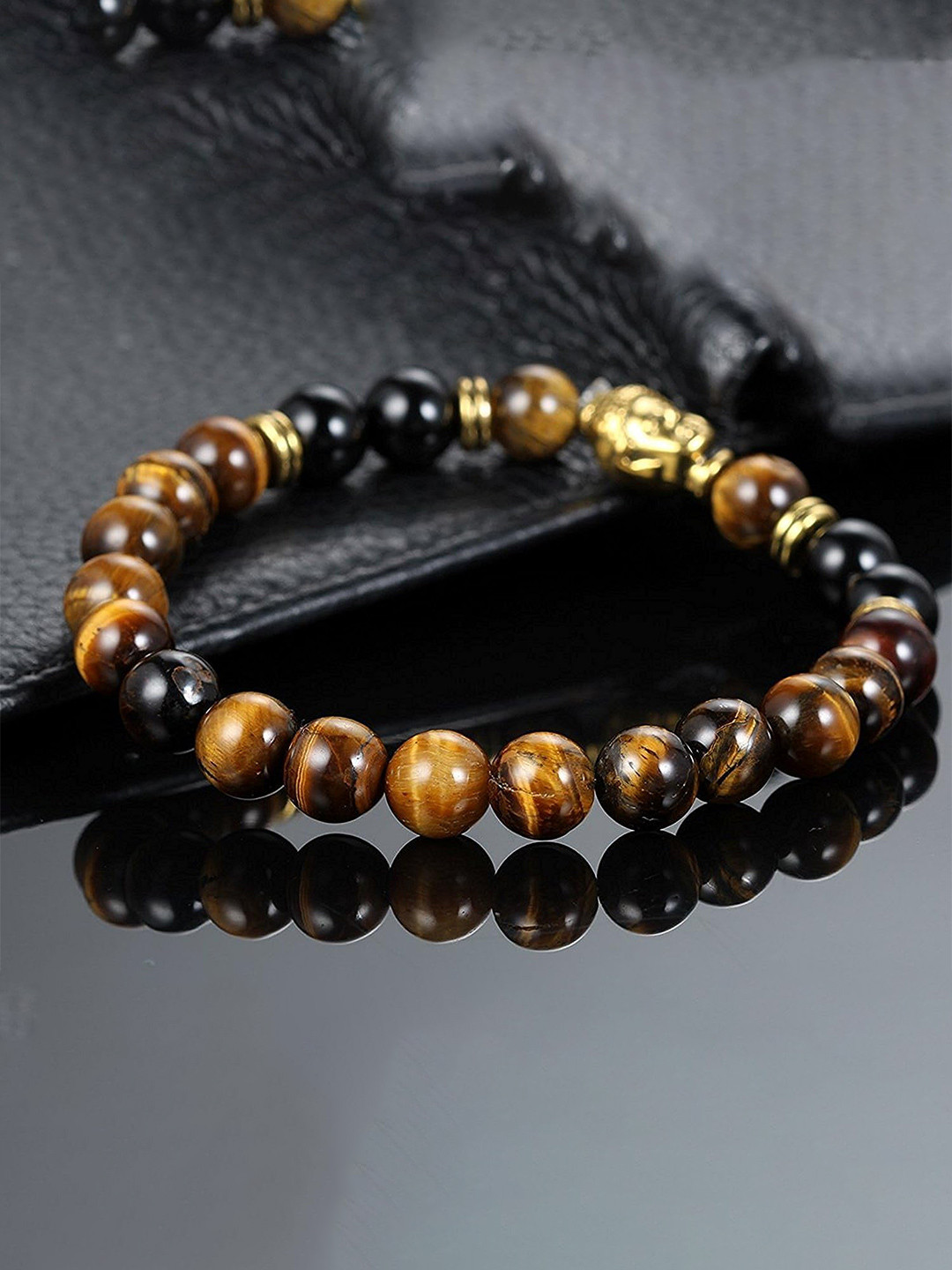 The Pari Ceramic Tigers Eye Beaded Elasticated Bracelet