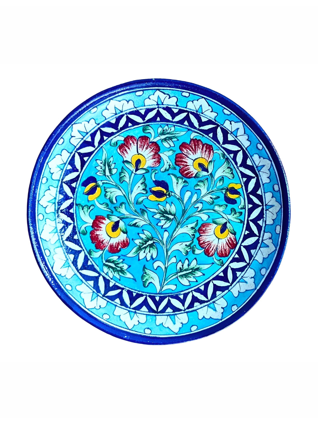 INDIA MEETS INDIA Blue & White Floral  Ceramic Plate Wall Art