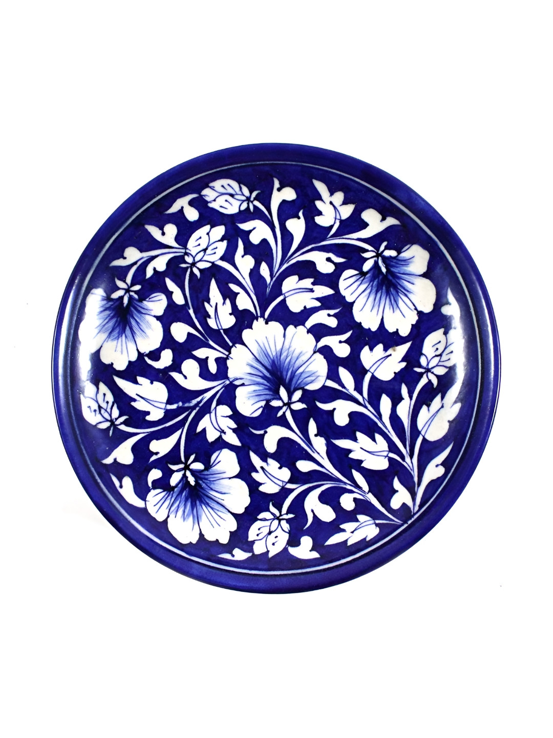 INDIA MEETS INDIA Blue & White Floral  Printed Plate Wall Art