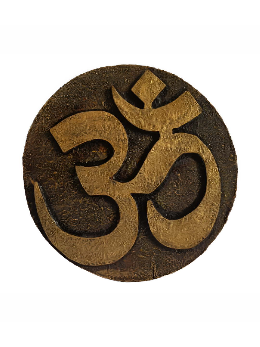INDIA MEETS INDIA Brown Wooden Religious Om Wall Art