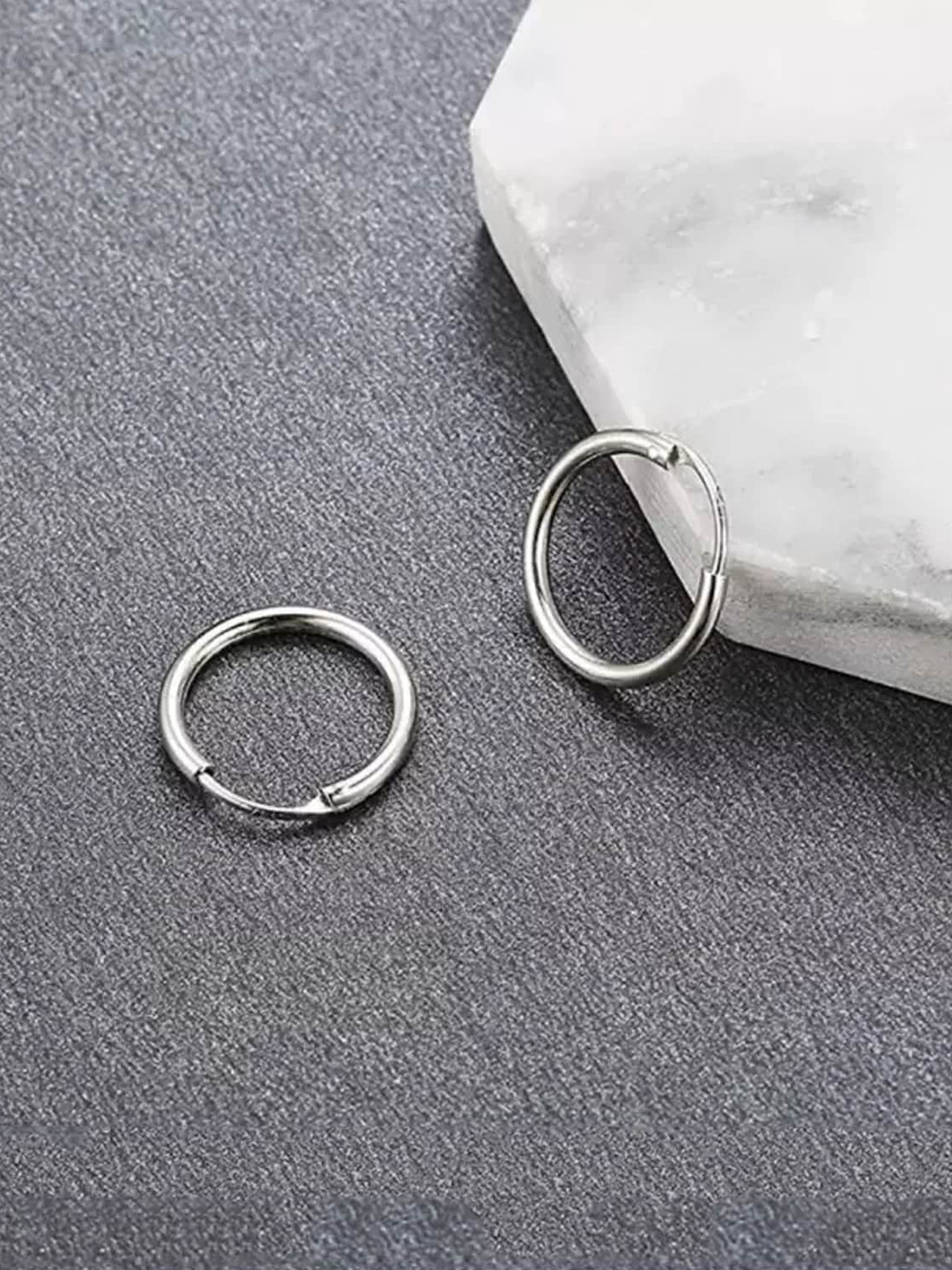 Mahi Rhodium-Plated Contemporary Hoop Earrings