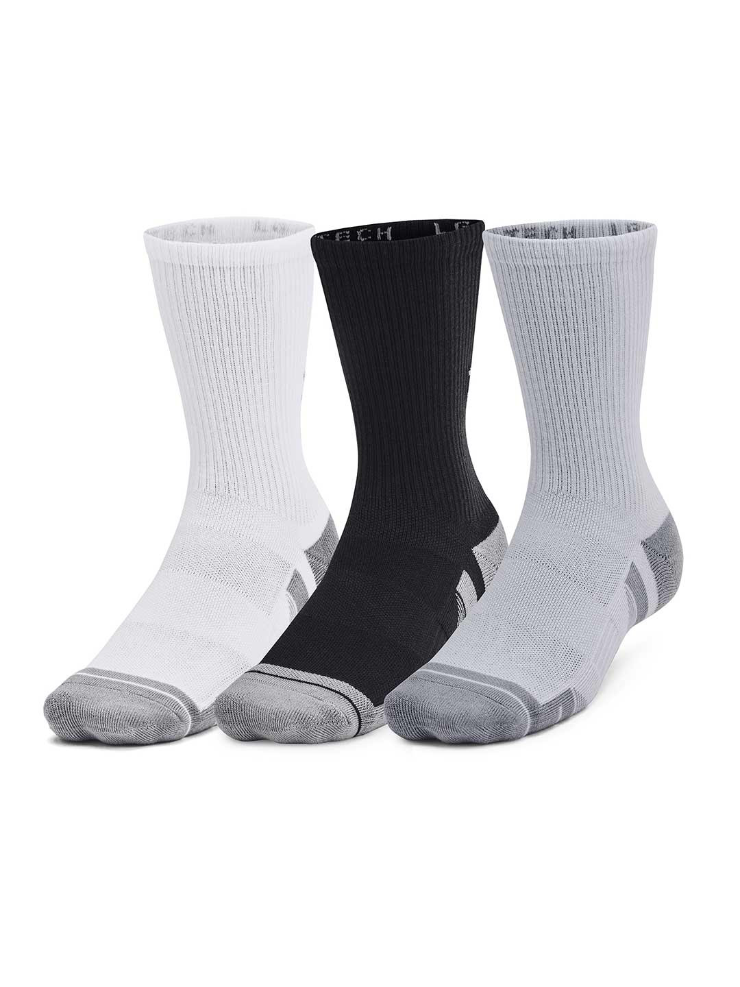 UNDER ARMOUR Unisex Pack Of 3 Patterned Performance Tech Crew Calf Length Socks