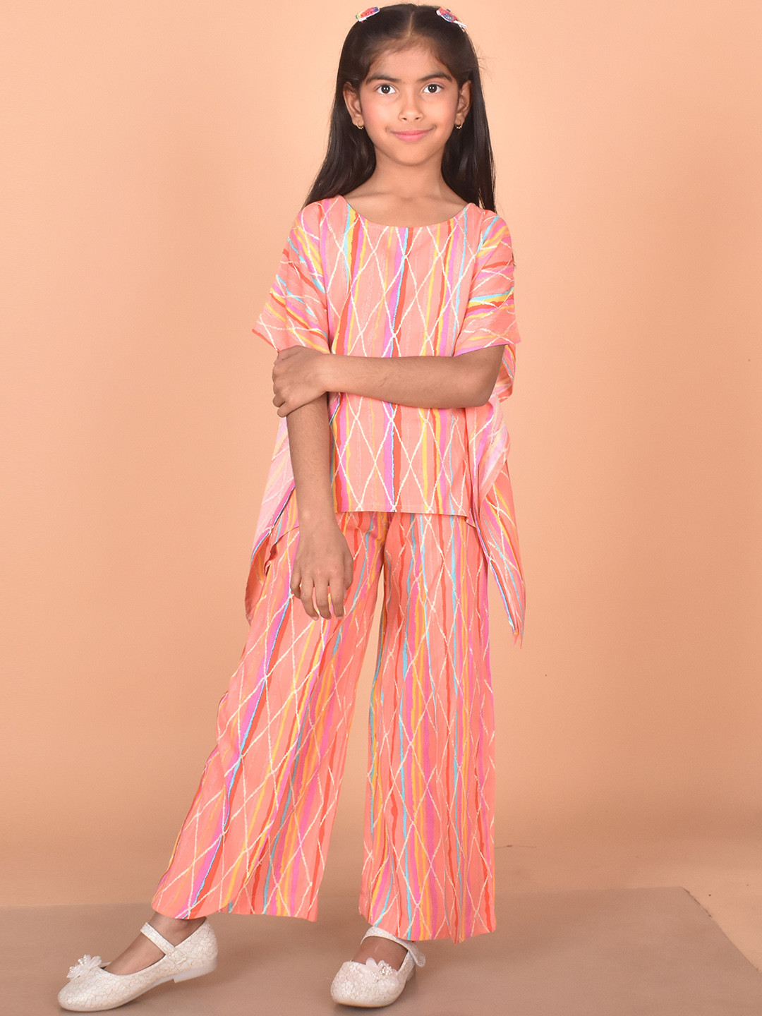misbis Girls Printed Pure Cotton Kaftan Top With Trouser